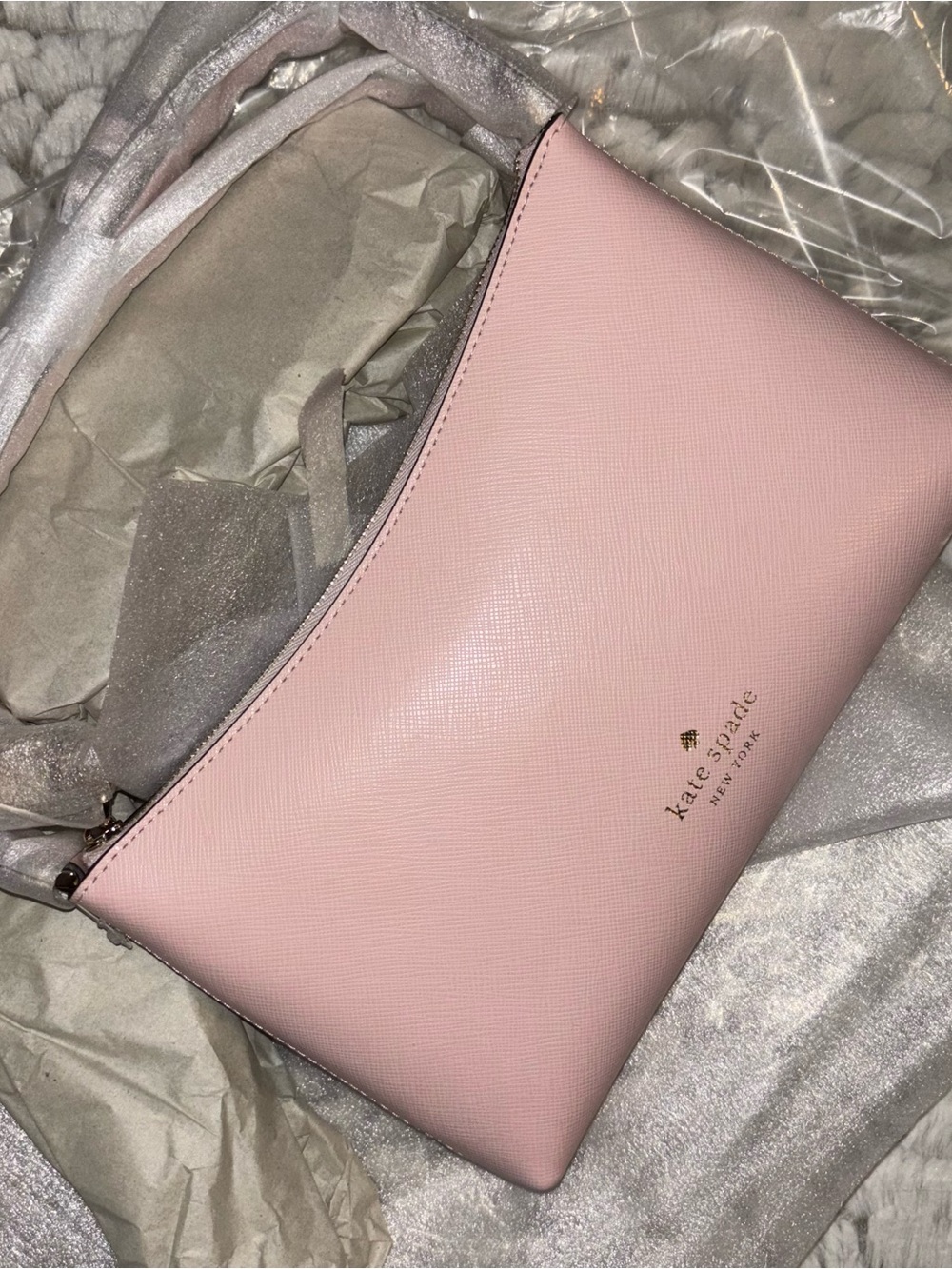 ♠️kate spade Sadie chalk pink Saffiano leather crossbody bag gold hardware KE594